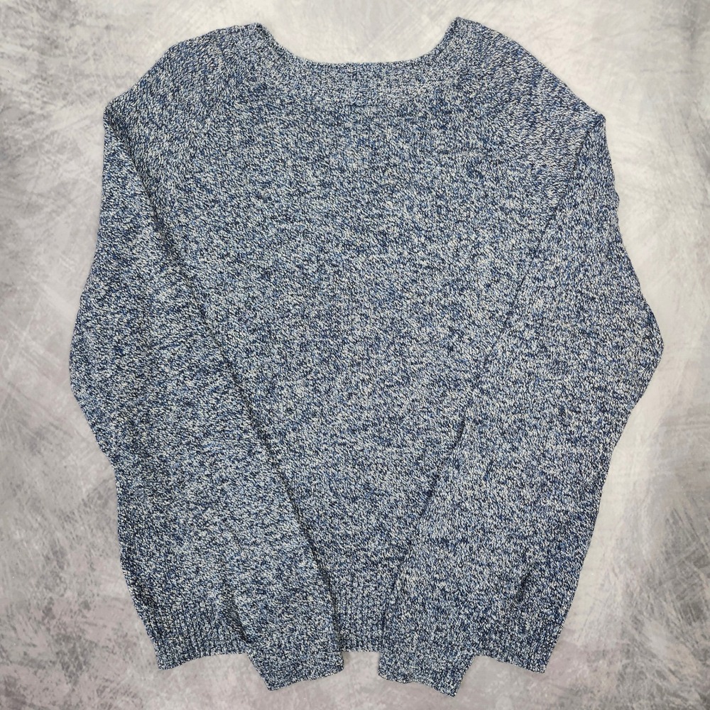 Banana Republic Linen Blend Fall Transition Sweater Mens XL Marled Blue Raglan